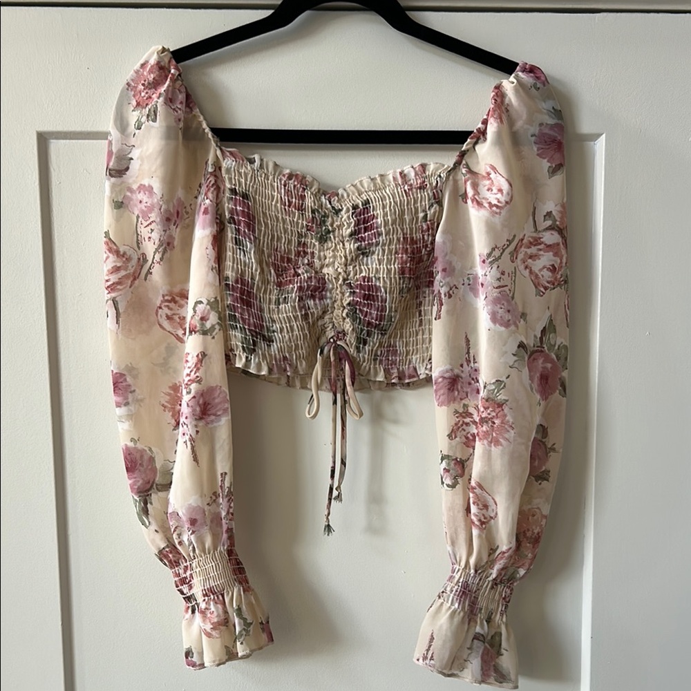 Windsor Floral Crop Top with Puff Sleeves
